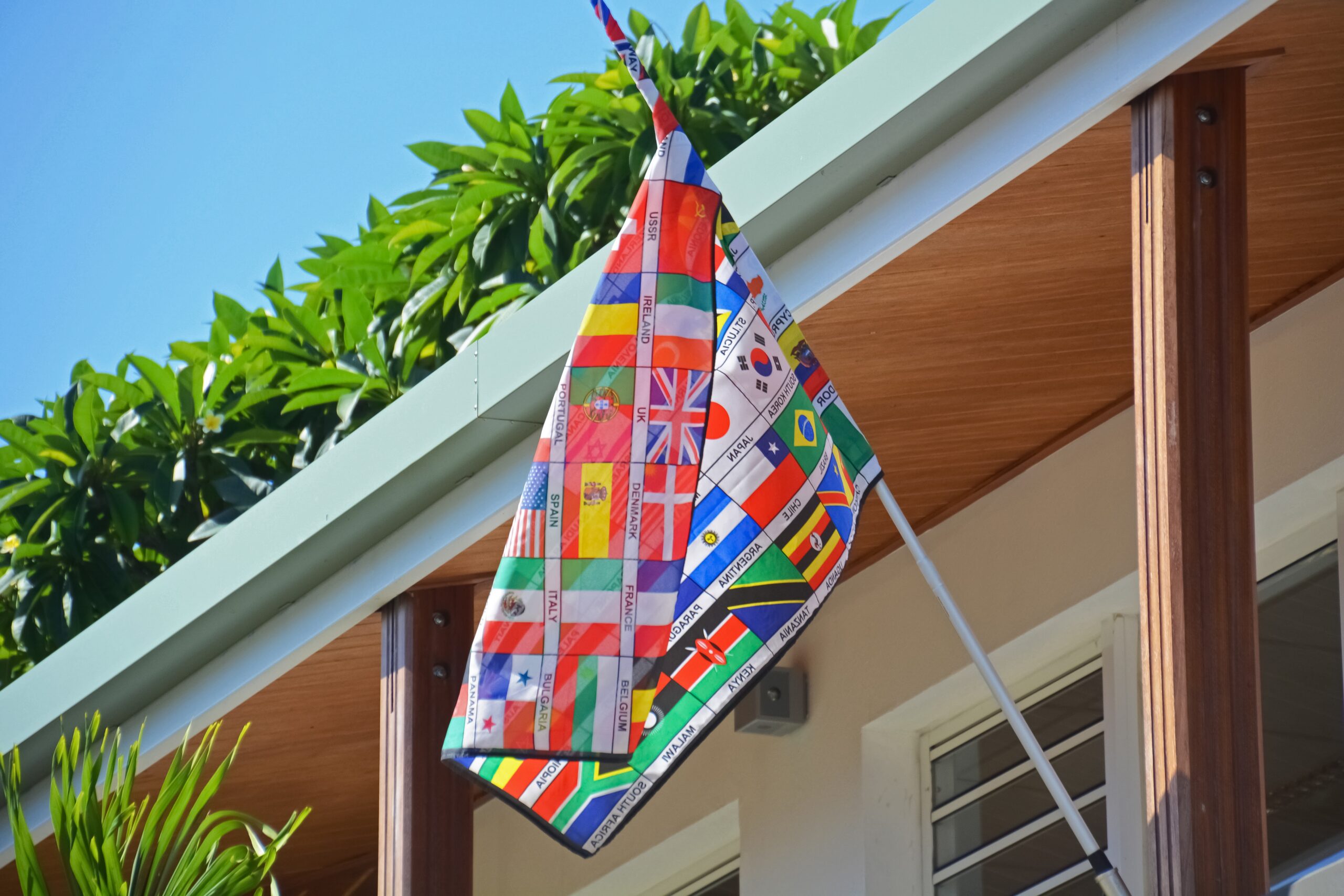 blue white and red striped flag